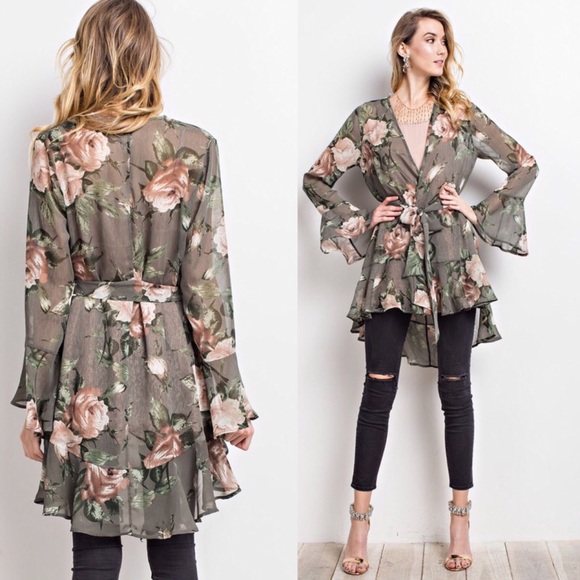 LAST ONE SMALL | DEE | Chiffon Ruffled Kimono - Picture 2 of 5